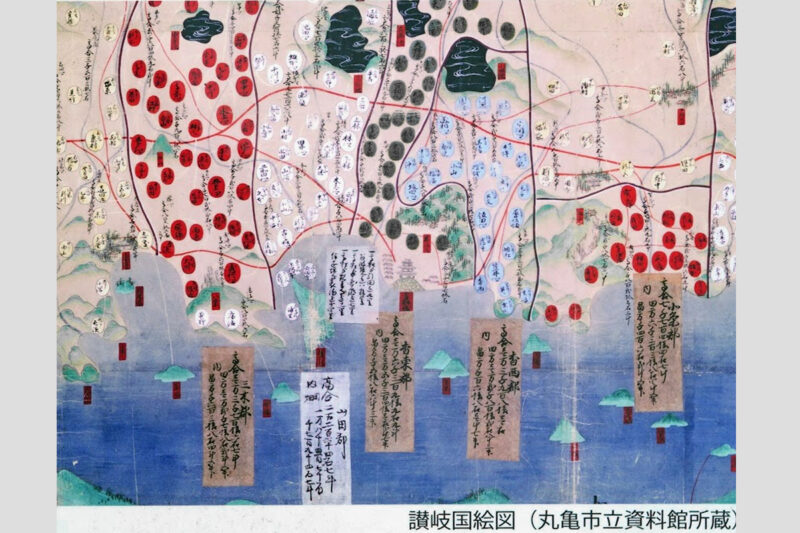 香東川の付け替え。讃岐国絵図