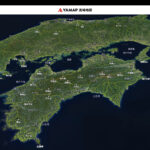 YAMAPの流域地図で四国・瀬戸内を見てみた – Yamap’s watershed map of Shikoku and the Seto Inland Sea.