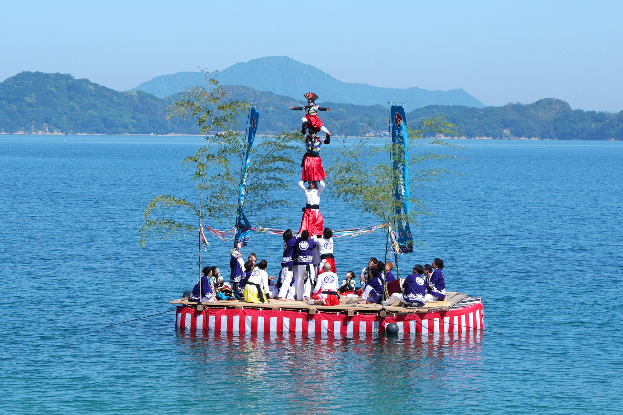 最高級模造槍螺鈿　剣舞　舞踏　芝居 愛媛】九王龍神社の船上継ぎ獅子- [Ehime] The Shipboard Lion Dance